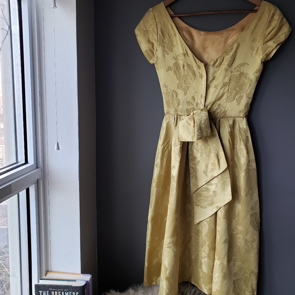 Vintage 40s 50s Gold Evening Dress Mini Prom Party